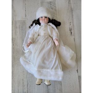Marian yu porcelain doll white winter coat Russian girl collectible